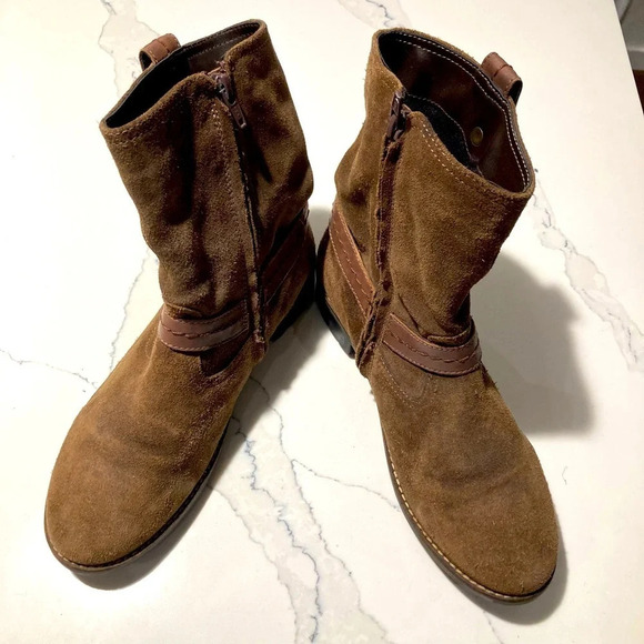 GEOX Sz 39 Suede Moto Style Mid-Calf Breathable Sole Boots - Picture 1 of 9